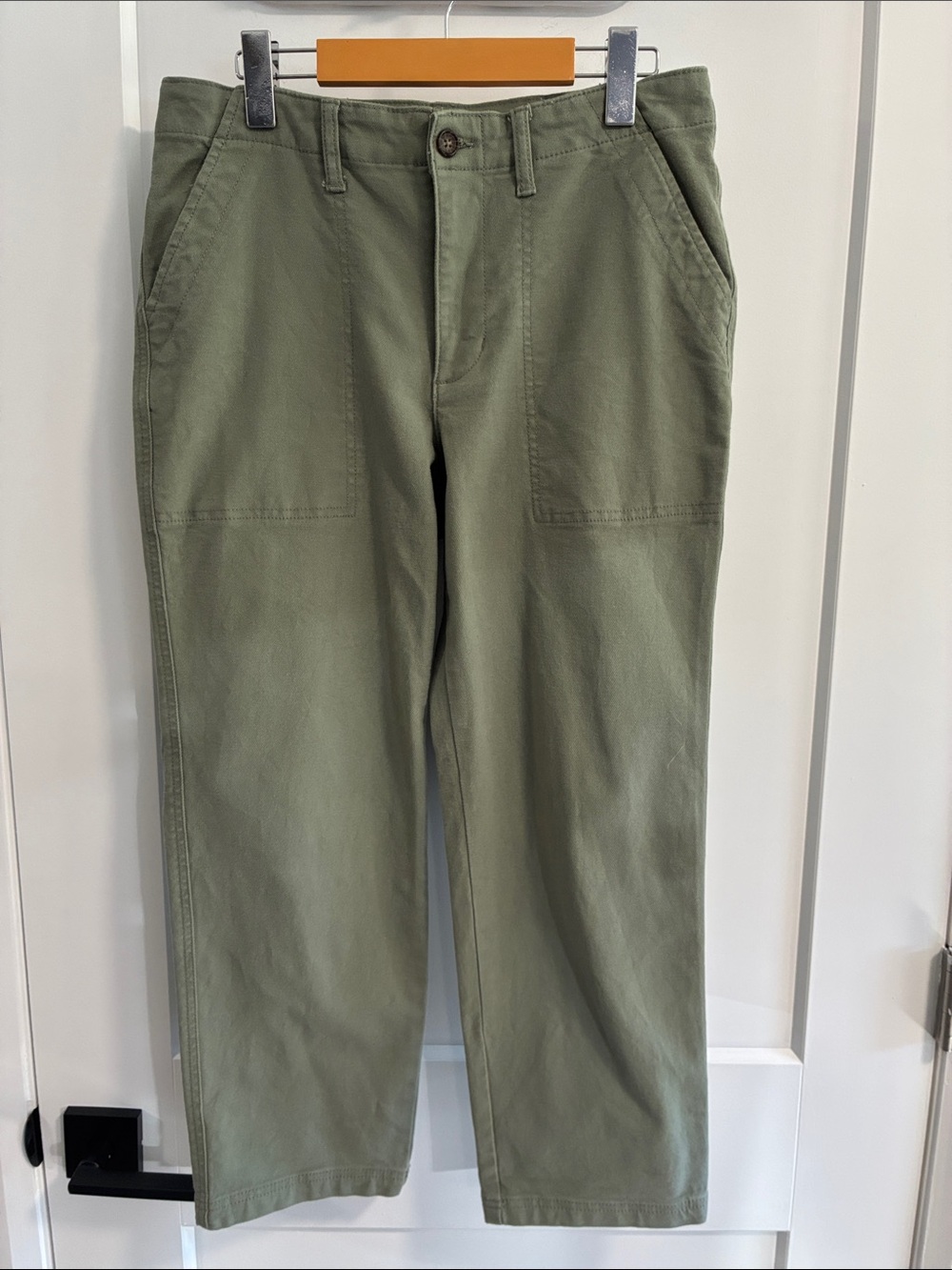 Women’s Olive Green Straight-Leg Utility Pants